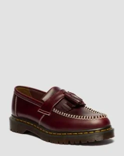 Adrian Loafers i Orleans-läder med toffs in Cherry Red