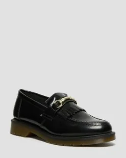 Adrian Snaffle Smooth-läderloafers med tofs in Svart