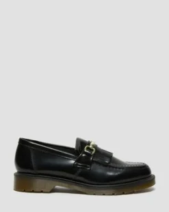 Adrian Snaffle Smooth-läderloafers med tofs in Svart