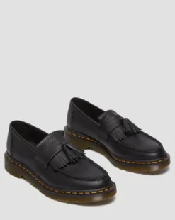 Adrian Virginia läder-loafers med tofs in Svart