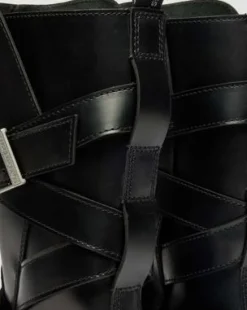 Anistone bikerboots i läder med två remmar in Svart