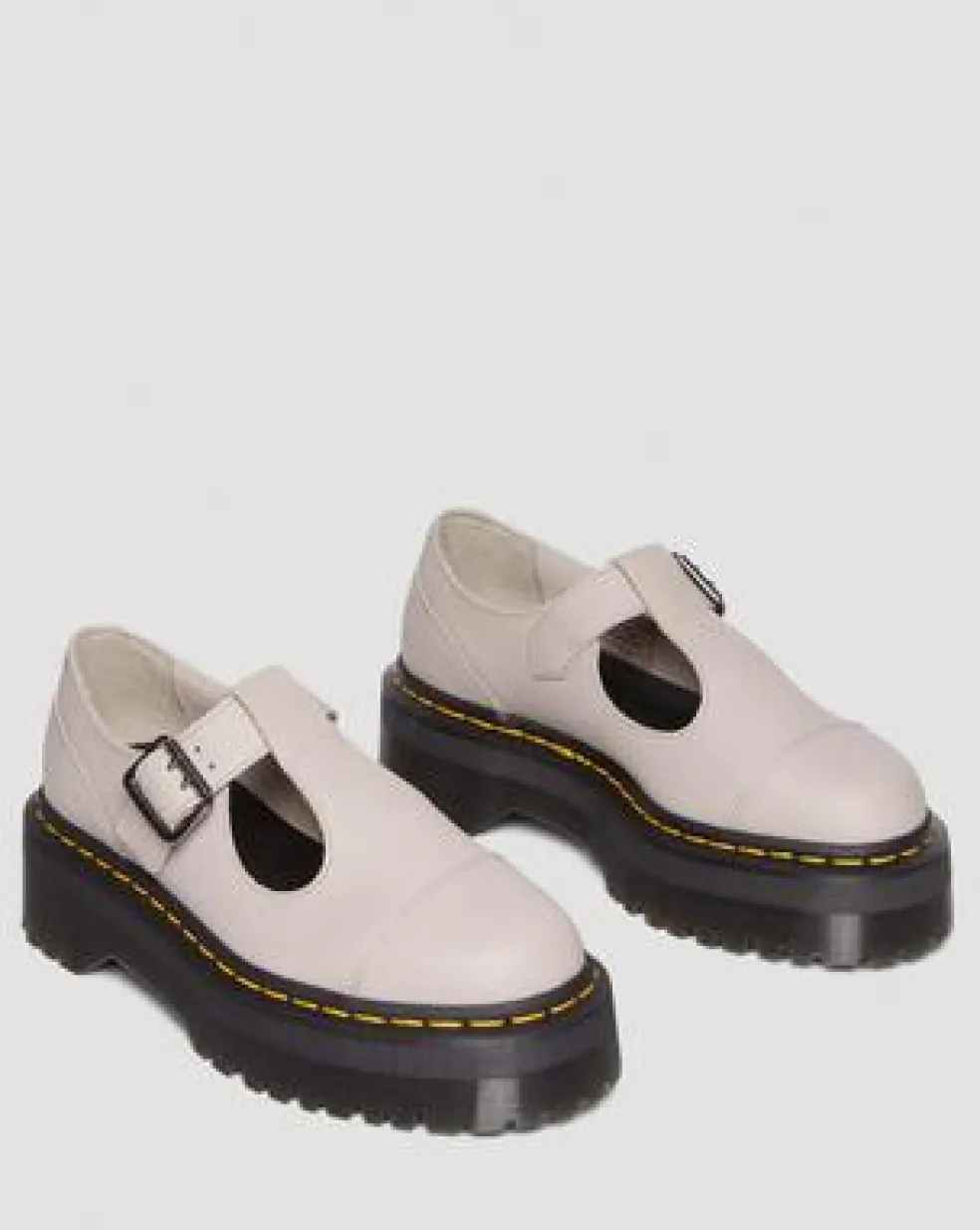 Bethan Mary Jane plattformsskor i Pisa-läder in Vintage Taupe