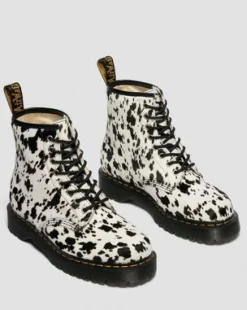 1460 Bex Dalmatian-kängor i Hair On-läder in Cream & Svart
