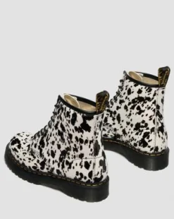 1460 Bex Dalmatian-kängor i Hair On-läder in Cream & Svart