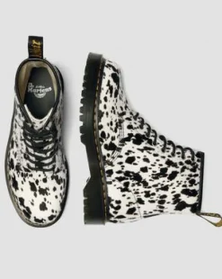 1460 Bex Dalmatian-kängor i Hair On-läder in Cream & Svart