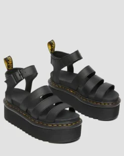 Blaire Quad Hydro Gladiator-plattformssandaler i läder in Svart