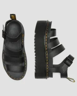 Blaire Quad Hydro Gladiator-plattformssandaler i läder in Svart