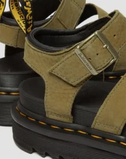 Blaire sandaler i tumlad nubuck in Muted Olive