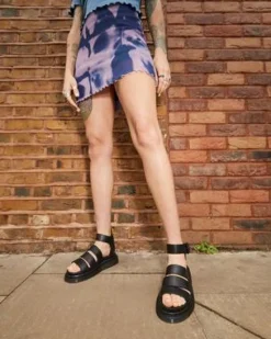 CLARISSA II LEATHER STRAP SANDALS in Svart