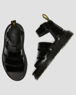 CLARISSA II LEATHER STRAP SANDALS in Svart