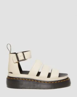 Clarissa II Pisa-läder plattformssandaler med remmar in Pergament Beige