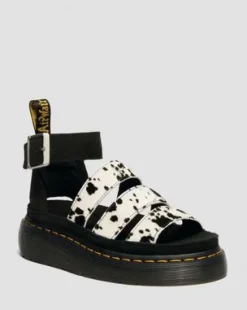 Clarissa Quad-sandaler i Hair On-läder in Cream & Svart