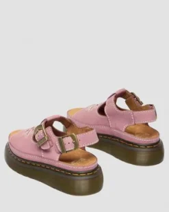 Dunnet Flower-sandaler i nubuckläder med platformsula in Puderrosa