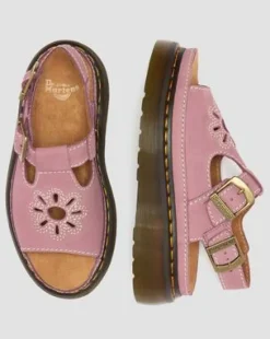 Dunnet Flower-sandaler i nubuckläder med platformsula in Puderrosa
