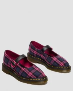 ELPHIE MARY JANE TARTAN SHOES in Svart & Rosa Multi