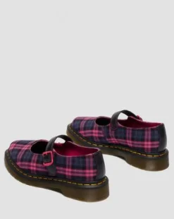 ELPHIE MARY JANE TARTAN SHOES in Svart & Rosa Multi