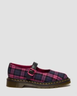 ELPHIE MARY JANE TARTAN SHOES in Svart & Rosa Multi