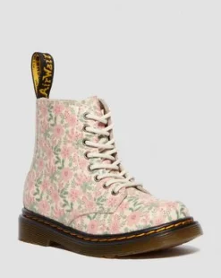 1460 Floral läderkängor till småbarn in Cloud Cream
