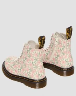 1460 Floral läderkängor till småbarn in Cloud Cream