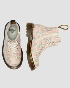 1460 Floral läderkängor till småbarn in Cloud Cream