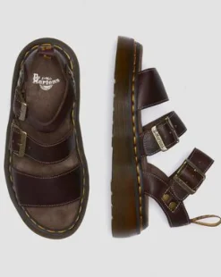 Gryphon Quad Grizzly lädersandaler in Mörkbrun