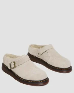 Isham mocka-mules med fuskpälsfoder in Vintage Taupe