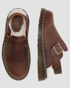 Jorge II fuskpälsfodrade mules in Warm Tan