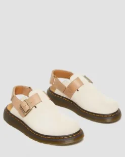 Jorge II Slingback Mules i mocka och läder in Pergament Beige