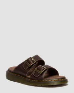 Josef Slide-sandaler i Grizzly-läder in Mörkbrun