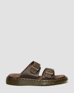 Josef Slide-sandaler i Grizzly-läder in Mörkbrun