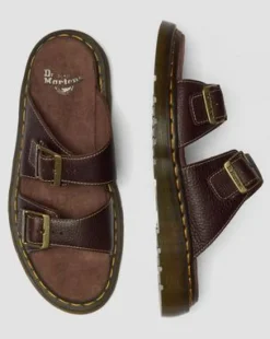 Josef Slide-sandaler i Grizzly-läder in Mörkbrun