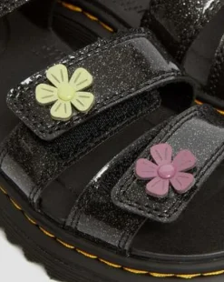 Junior Klaire sandaler med glitter och kardborreband&nbsp; in Black