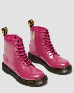 JUNIOR 1460-KÄNGOR I GLITTRIGT LACKLÄDER in Rosa, Silver & Guldfärgad