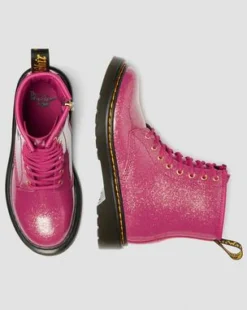 JUNIOR 1460-KÄNGOR I GLITTRIGT LACKLÄDER in Rosa, Silver & Guldfärgad