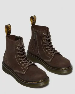 Junior 1460-kängor i tumlad Nubuck in Mörkbrun