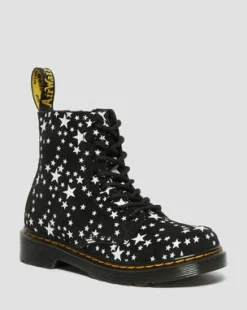 Junior 1460 Pascal Star Suede Lace Up Boots in Svart