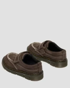 Junior Raffe remskor i tumlad Nubuck in Mörkbrun