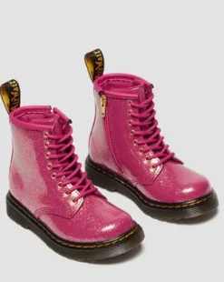 1460-KÄNGOR I GLITTRIGT LACKLÄDER TILL SMÅBARN in Rosa, Silver & Guldfärgad