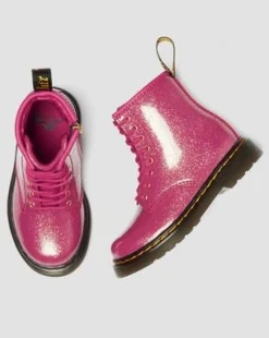 1460-KÄNGOR I GLITTRIGT LACKLÄDER TILL SMÅBARN in Rosa, Silver & Guldfärgad