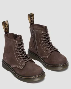 1460-kängor i tumlad Nubuck till småbarn in Mörkbrun