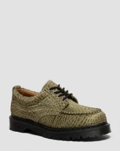 Lowell Moc Toe-skor i Hair-On läder in Olivgrön Grön