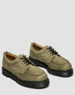 Lowell Moc Toe-skor i Hair-On läder in Olivgrön Grön