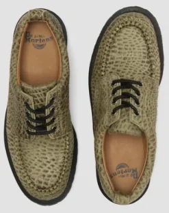 Lowell Moc Toe-skor i Hair-On läder in Olivgrön Grön