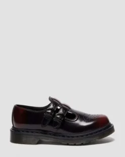 8065 Mary Jane-skor i Arcadia Rub Off-läder in Cherry Red