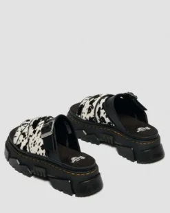 Mattison Slide-sandaler i Dalmatian Hair On-läder in Cream & Svart