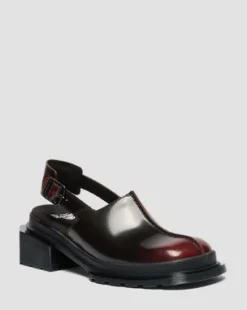 Maybole Square Toe Rub Off lädermules in Cherry Red