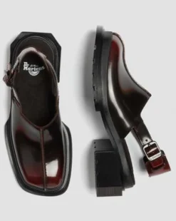 Maybole Square Toe Rub Off lädermules in Cherry Red