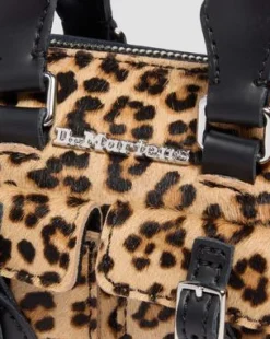 Mini-väska med topphandtag och leopardmönster in Svart & Ruskea