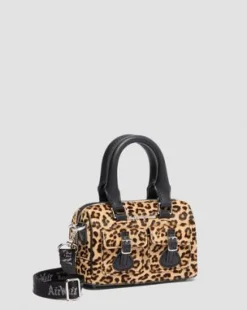 Mini-väska med topphandtag och leopardmönster in Svart & Ruskea