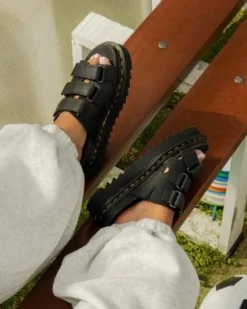 Raine Slide Athena lädersandaler in Svart